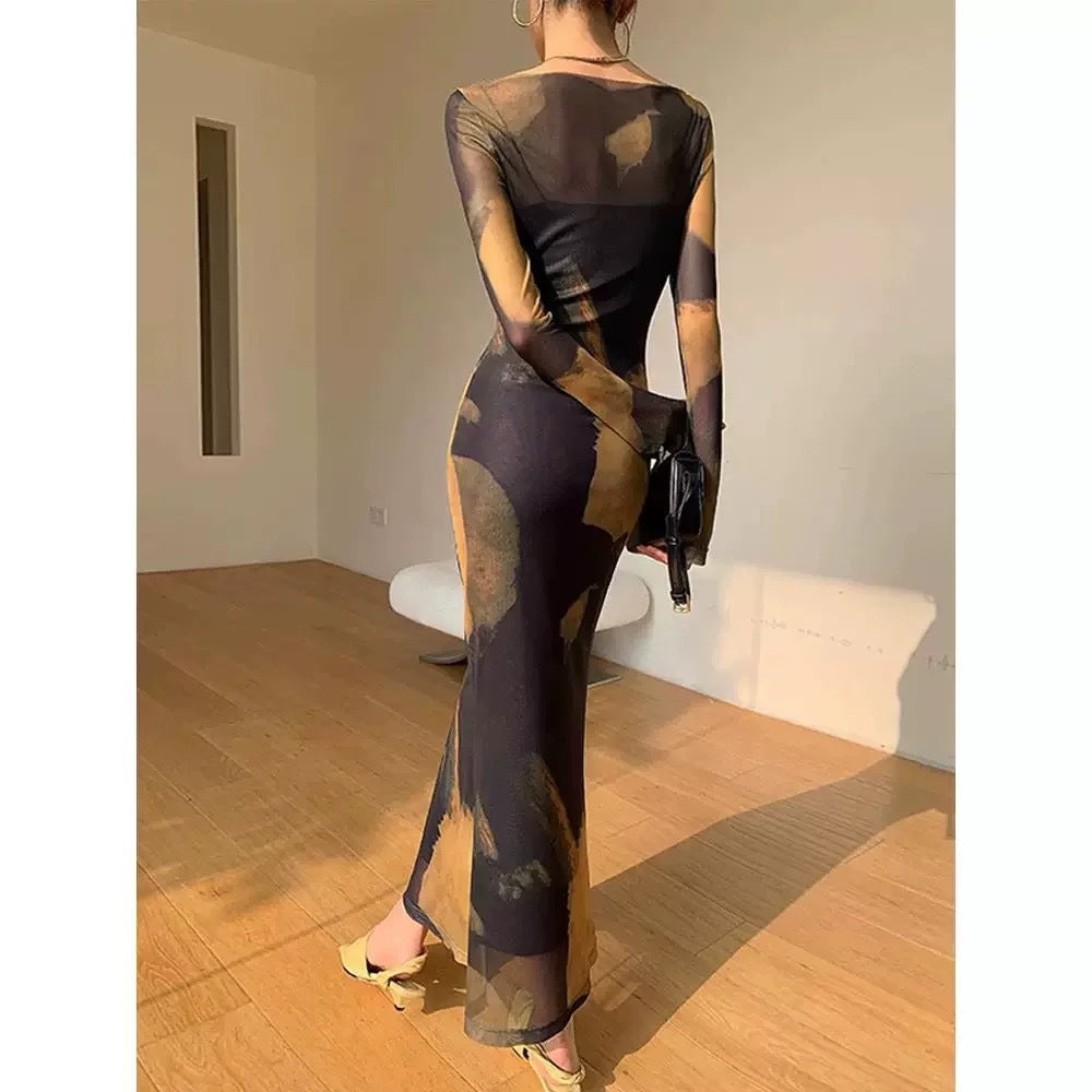 Robe de fête à manches longues transparente pour femmes Chic und Stil