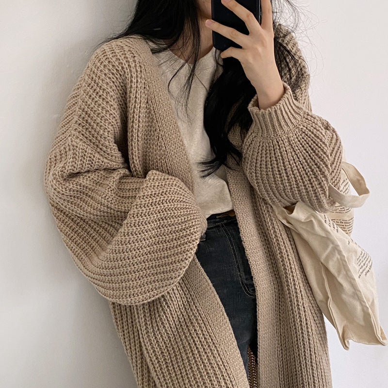 Cardigan en tricot épais pour femmes avec coupe ouverte et finitions de manches confortables Chic und Stil