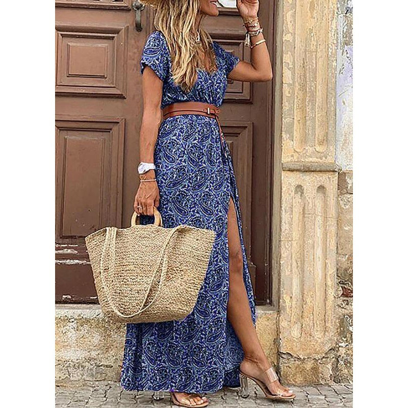 Robe maxi fleur pour femmes avec fente latérale haute Chic und Stil