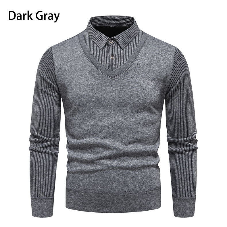 Pull en maille élégant pour homme avec décolleté en V et manches structurées Chic und Stil