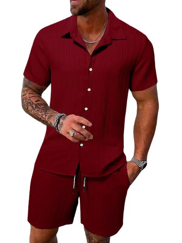 Chemise à manches courtes en rayures pour hommes Set Chic und Stil