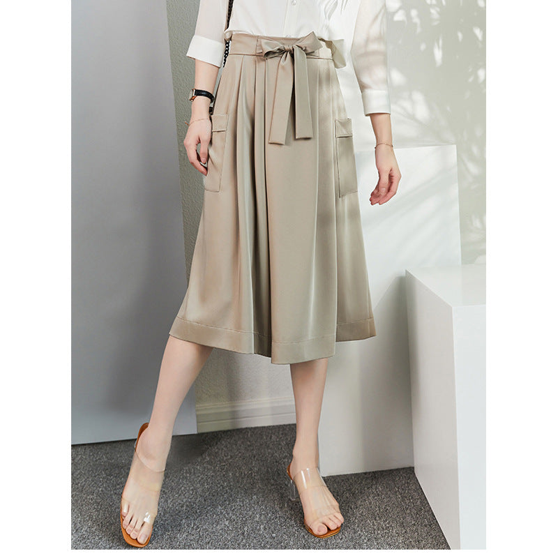 Pantalons en satin à jambes larges pour femmes Chic und Stil