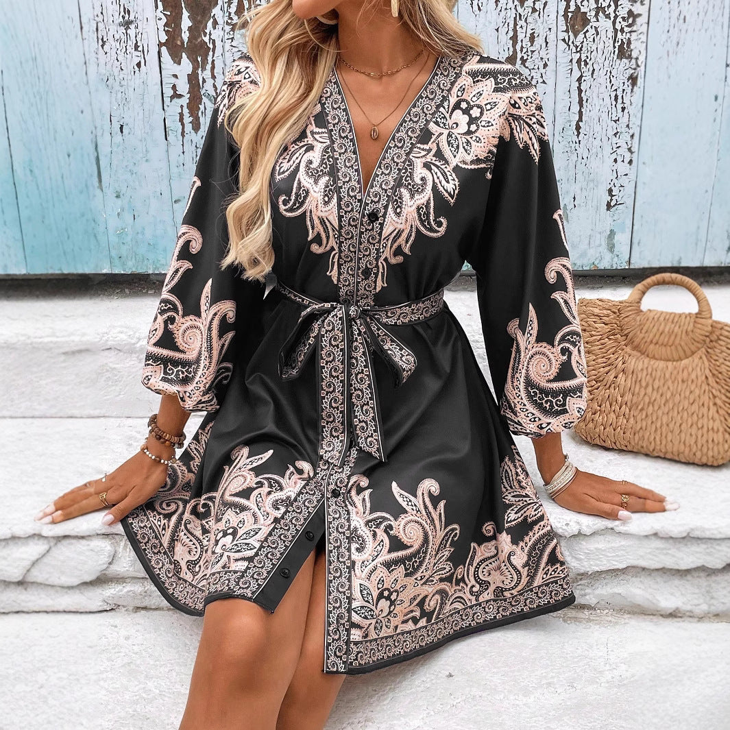Robe mini Chic und Stil à imprimé paisley bohème pour femmes