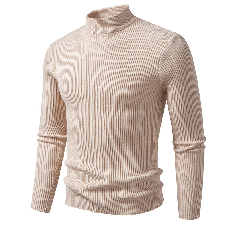Pull à col roulé pour hommes en fine maille côtelée avec coupe ajustée Chic und Stil