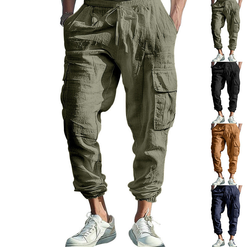 Pantalon cargo décontracté pour hommes avec ceinture élastique et poches pratiques Chic und Stil