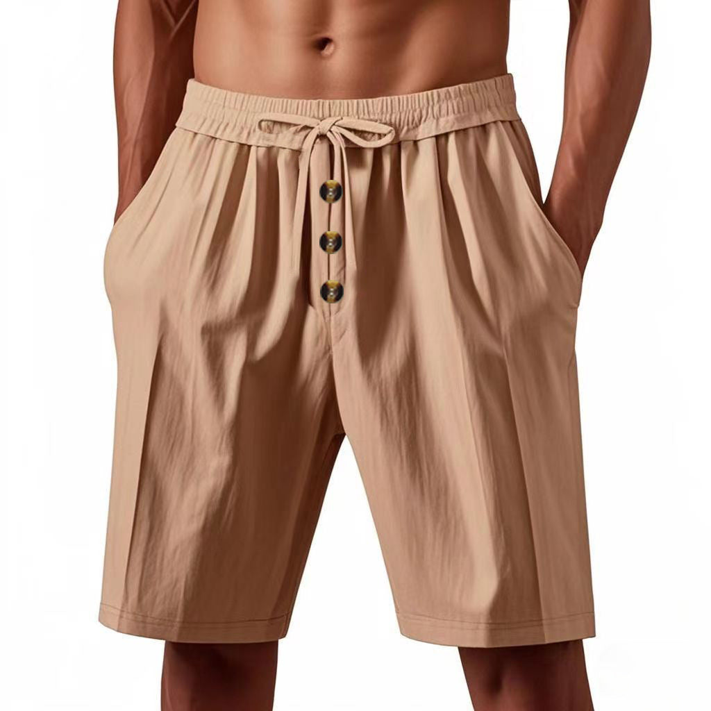 Shorts d'été légers pour hommes avec taille élastique et détails de bouton pratiques Chic und Stil