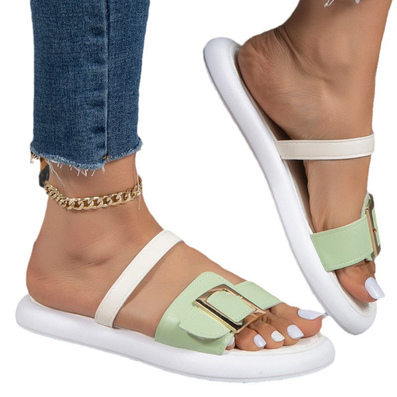Sandales à brides pour femmes à la mode avec design à double bride et fermeture à boucle élégante Chic und Stil