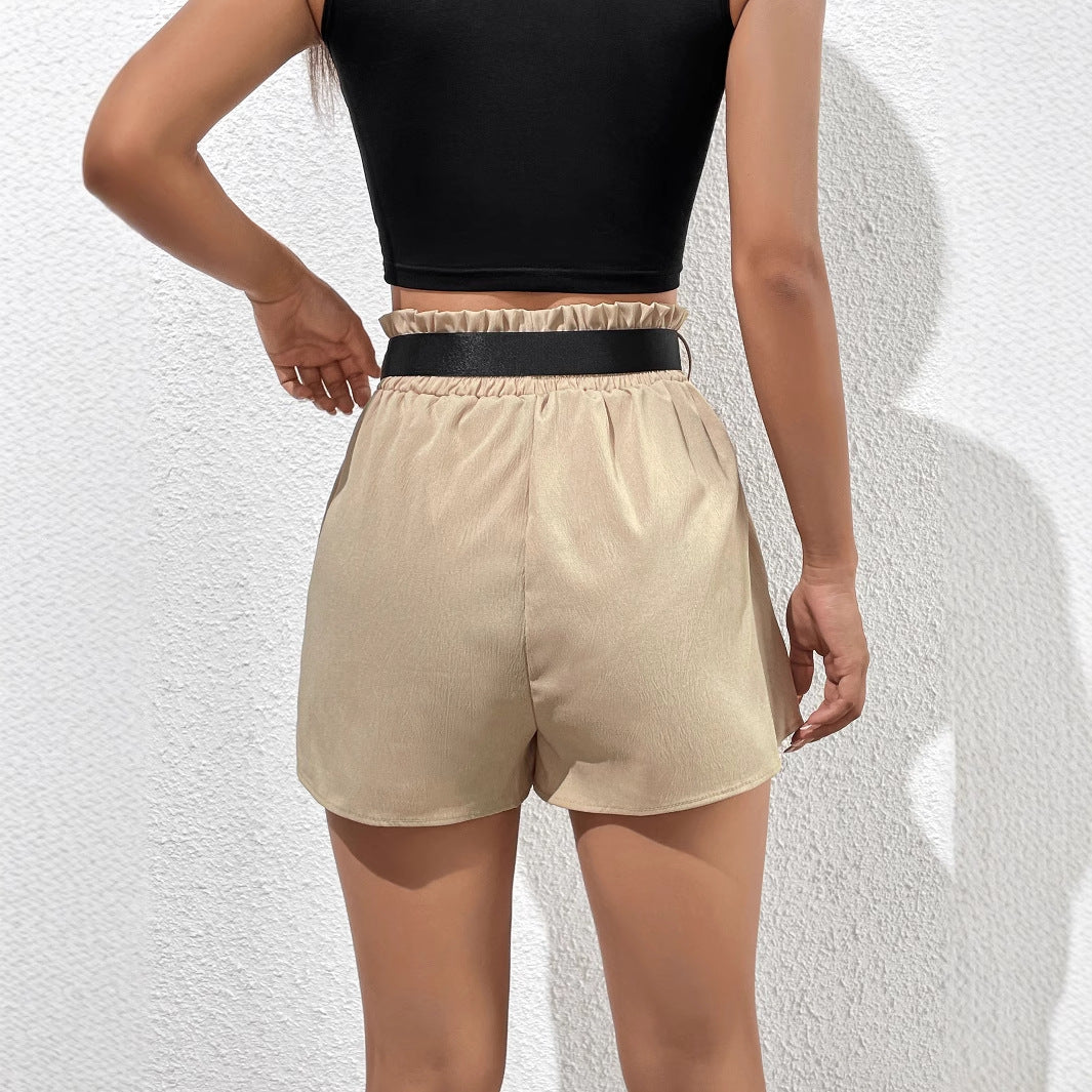 Shorts décontractés pour femmes avec taille élastique et ceinture décorative Chic und Stil