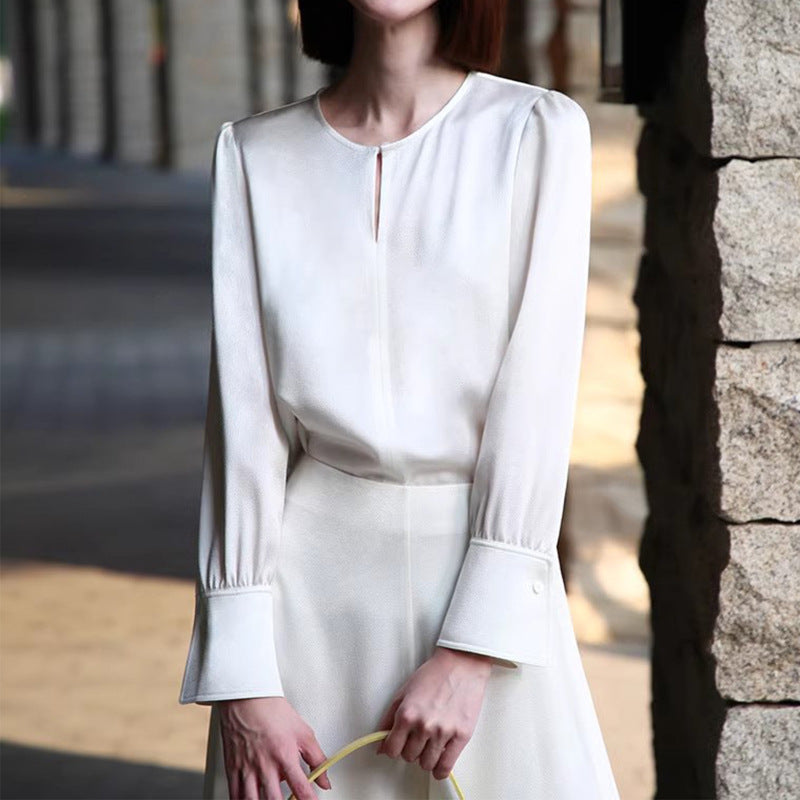 Robe midi élégante pour femme avec jupe fluide Chic und Stil