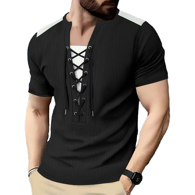 Chemise à manches courtes pour homme avec design sportif à lacets Chic und Stil