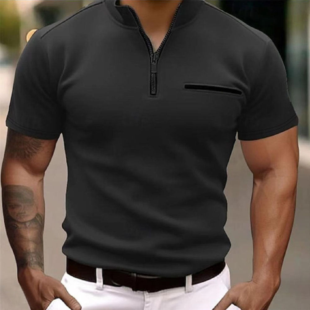 Homme Zip-Up Polo-Shirt à Manches Courtes Chic und Stil