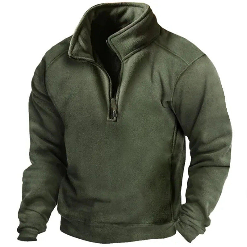 Pull-over Fleece pour hommes avec col haut et fermeture éclair pratique Chic und Stil
