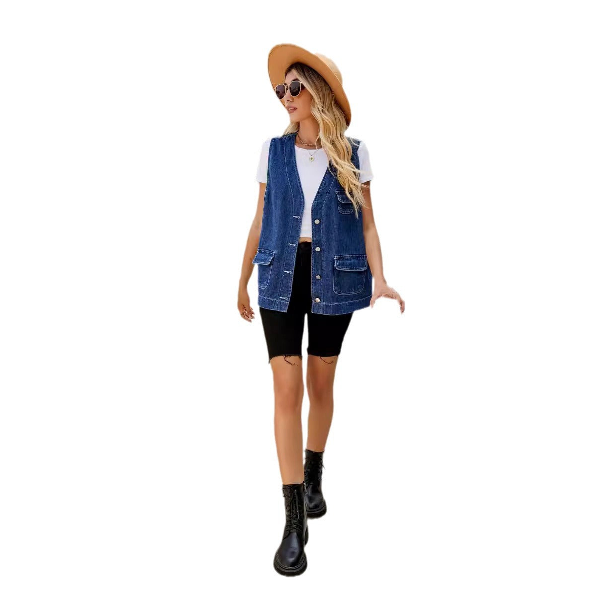 Veste en denim pour femmes au design oversized décontracté avec des poches pratiques et des détails de boutons Chic und Stil