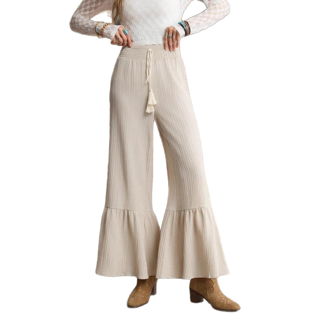 Casual Palazzo Pants for Women with Elastic Waist and Trendy Ties Chic and Style