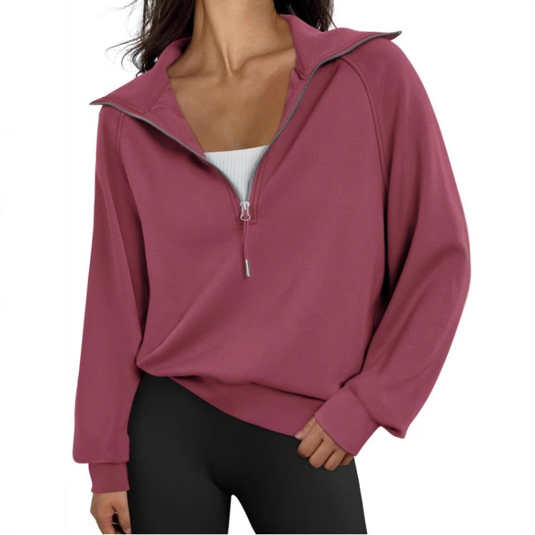 Pull-over décontracté pour dames avec col montant et zip Chic und Stil