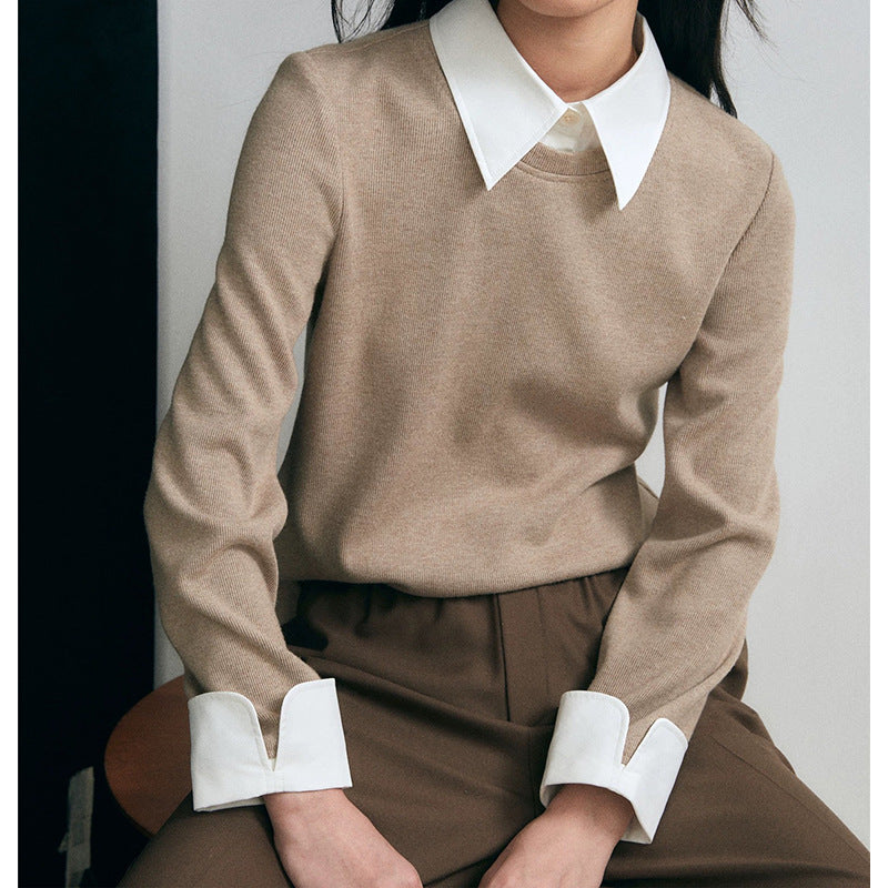 Pull superposé pour femmes avec col contrasté Chic und Stil