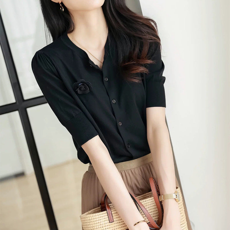 Haut en maille élégant à boutonnage pour femme Chic und Stil