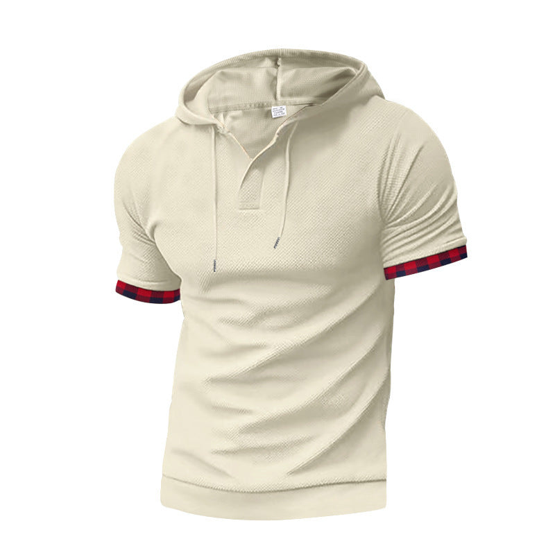 Chemise à manches courtes sportive pour hommes avec capuche et détails à carreaux Chic und Stil