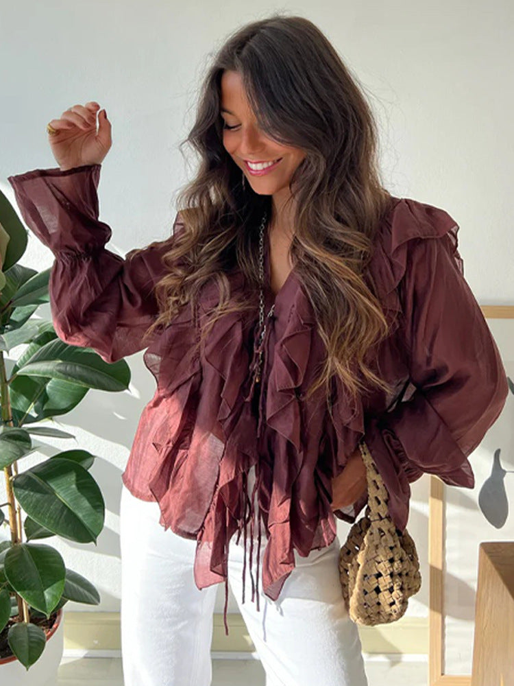 Blouse à volants pour femmes en tissu léger Chic und Stil
