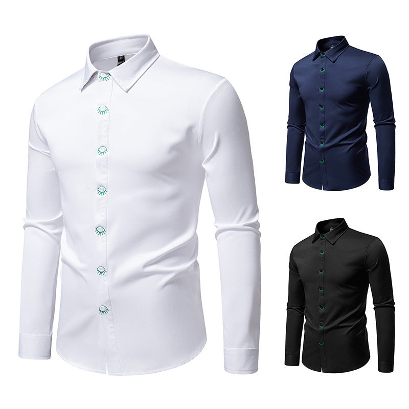 Chemise à manches longues pour hommes avec design de bouton créatif Chic und Stil