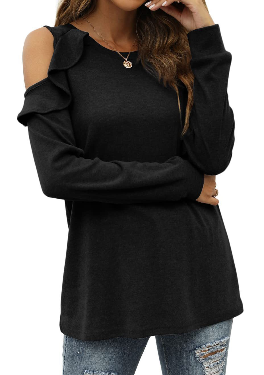 T-shirt à manches longues pour femmes avec des manches découpées et un détail volant Chic und Stil