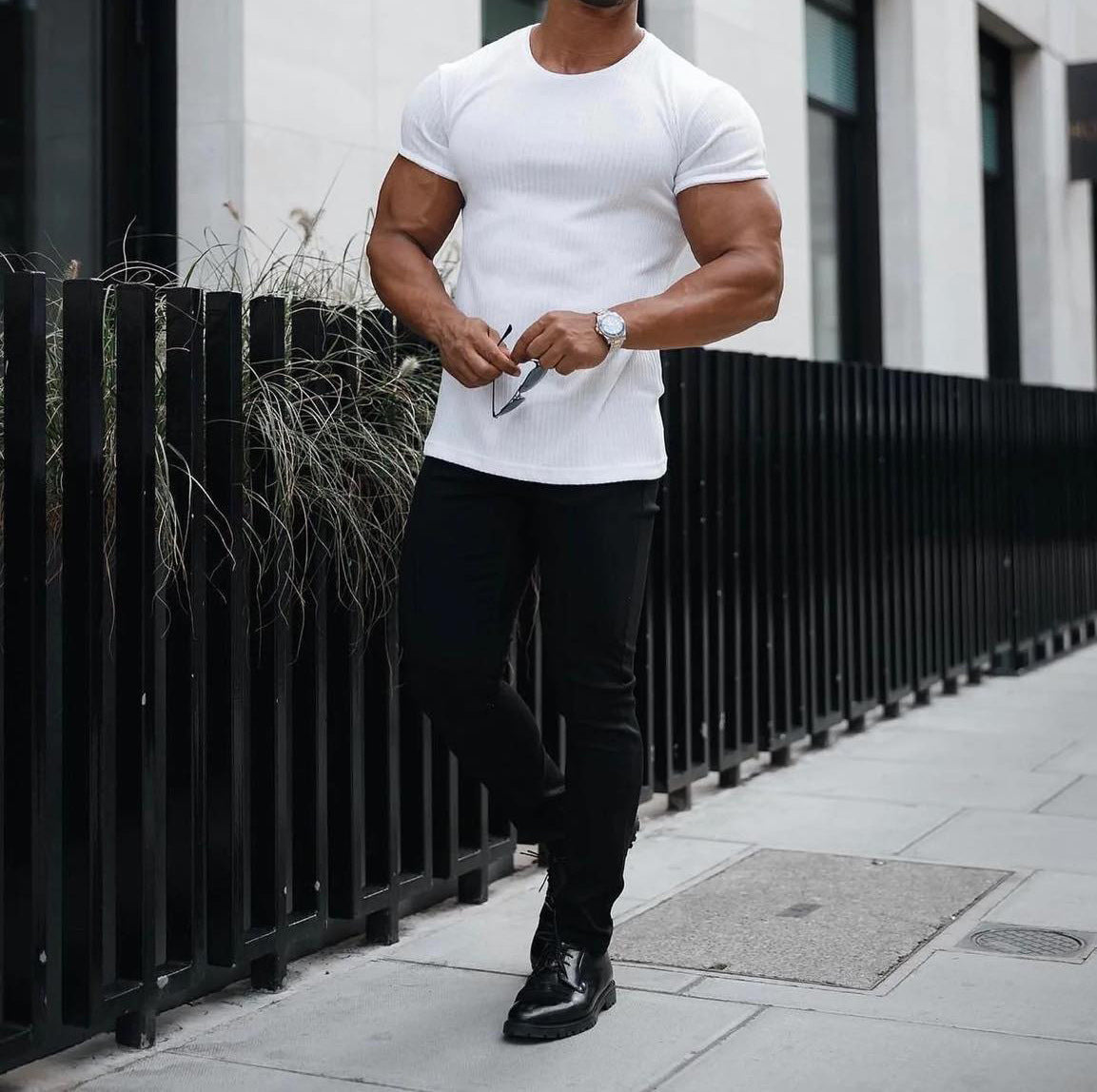 T-shirt ajusté en rib pour homme Chic und Stil