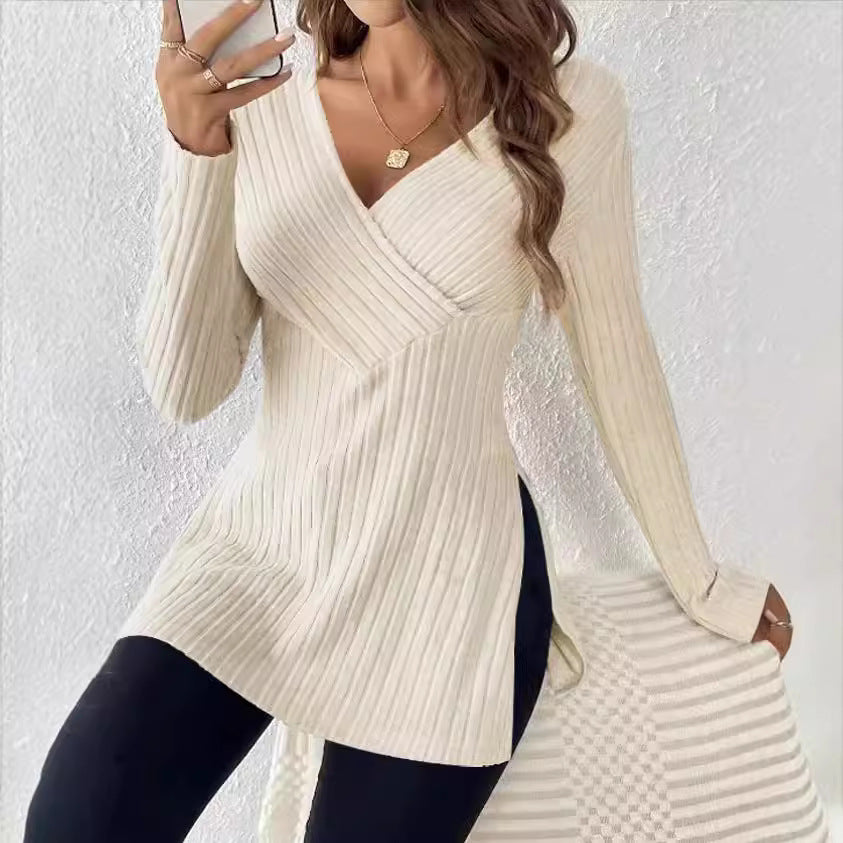 Top à enroulement pour femmes avec un design à côtes texturé et une coupe moderne Chic und Stil