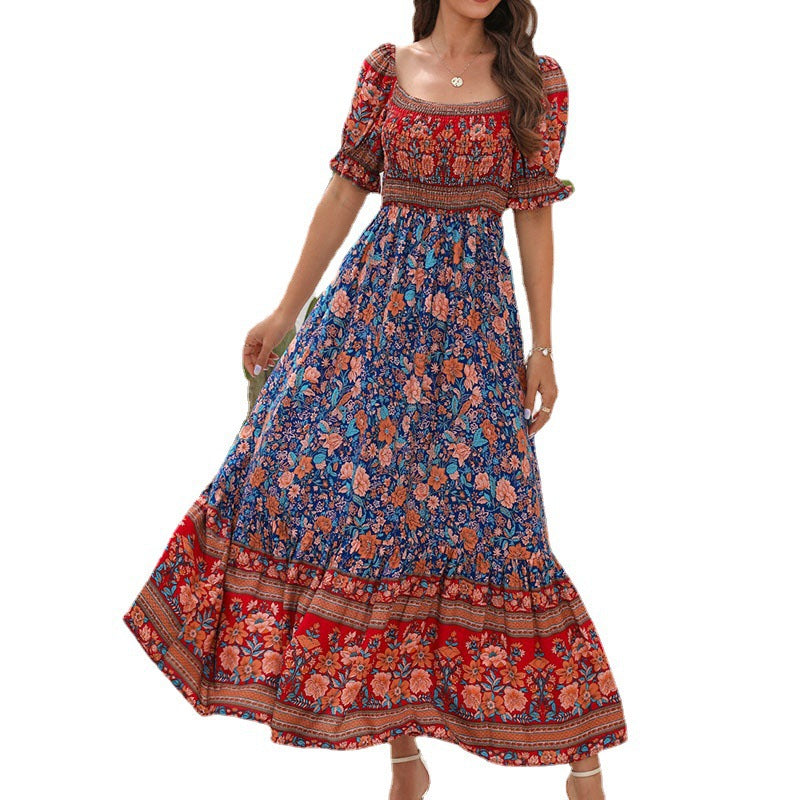 Robe maxi femme avec des manches bouffantes volumineuses et un motif floral Chic und Stil