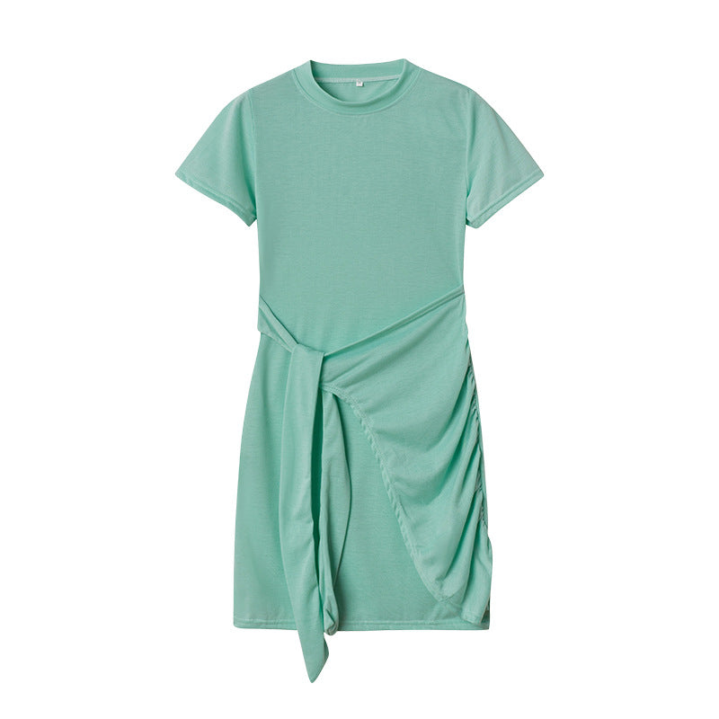 Robe T-Shirt drapée de loisirs pour femmes Chic und Stil