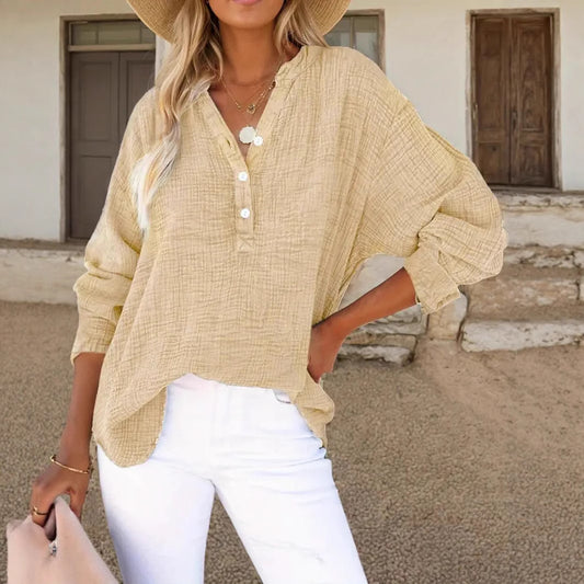 Chemise en coton décontractée pour femmes avec patte de boutonnage Chic und Stil