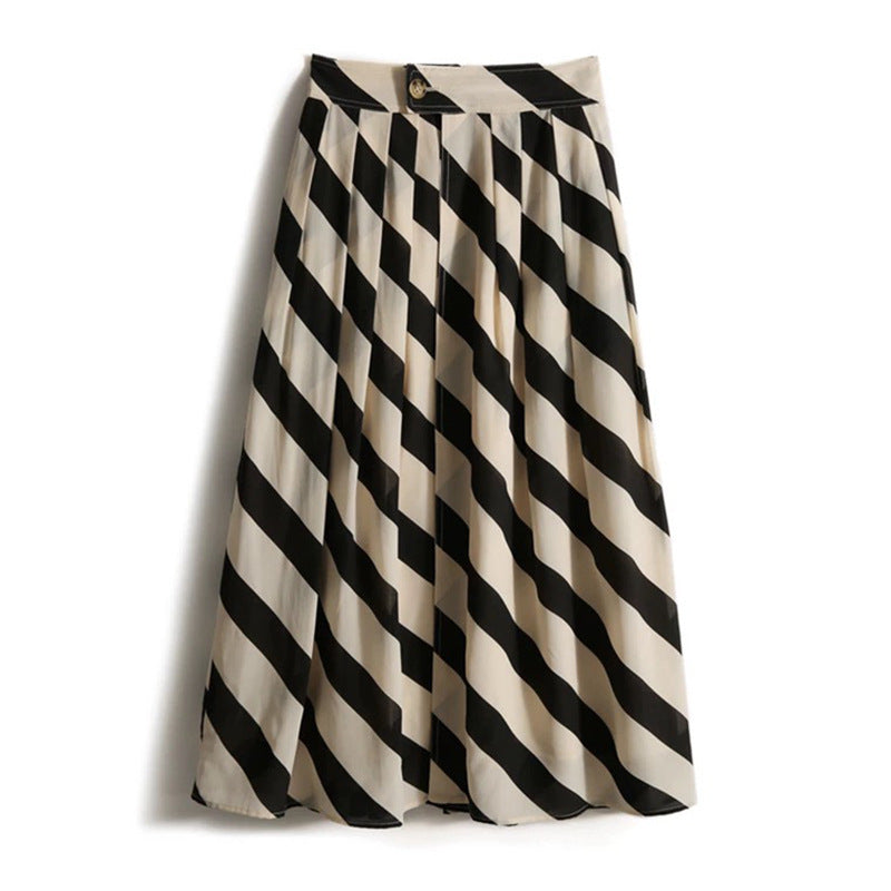 Jupe maxi plissée pour femmes avec design rayé Chic und Stil