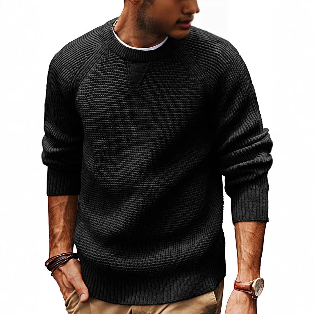 Pull en tricot décontracté pour hommes avec un motif de tissu structuré et un col rond Chic und Stil