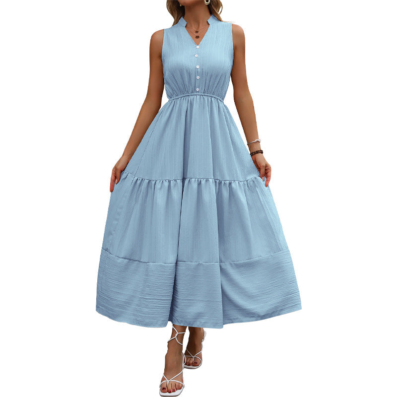 Femme Bouton couche Maxi robe Chic und Stil
