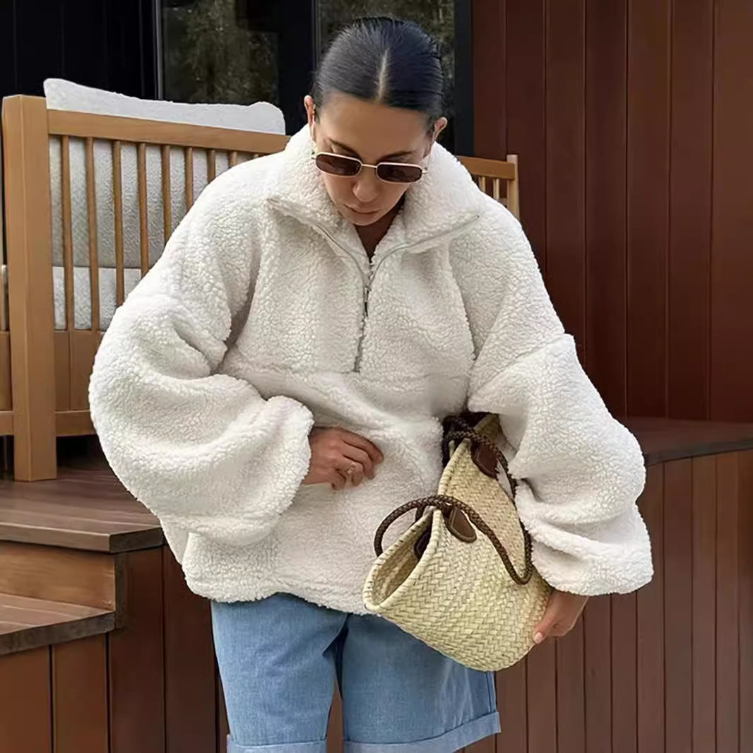Pull-over en polaire pour femmes avec col haut Chic und Stil