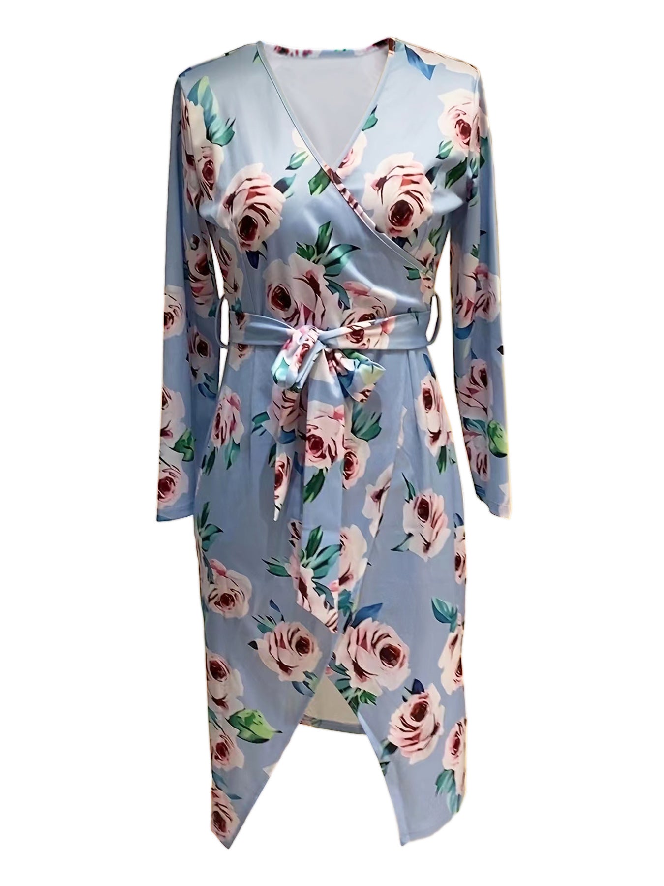 Robe portefeuille pour femmes avec motif floral et fente latérale Chic und Stil