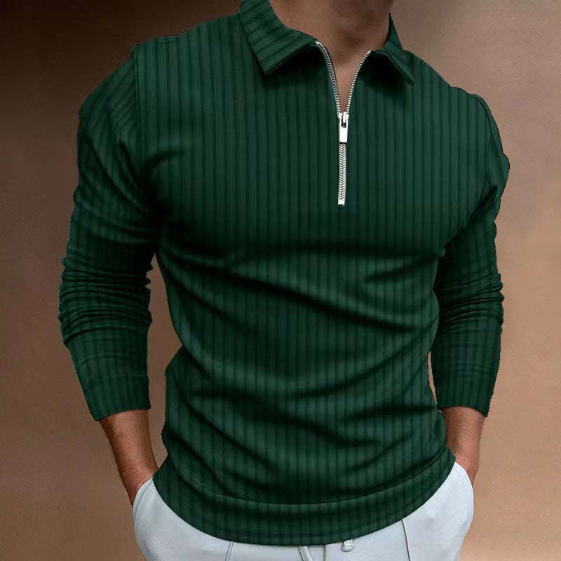 Polo à manches longues pour hommes avec fermeture éclair à la mode Chic und Stil