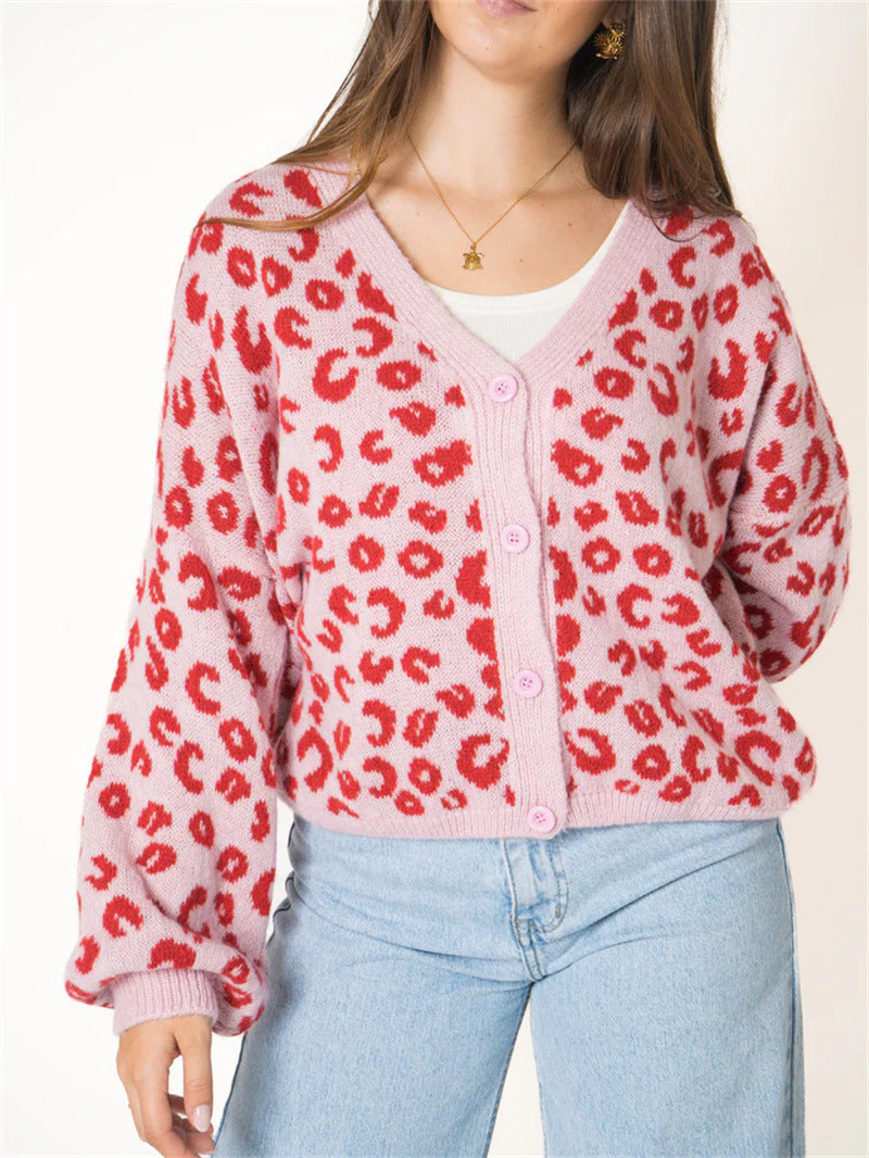 Cardigan en tricot décontracté pour femmes avec un élégant motif léopard Chic und Stil