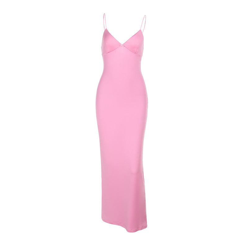 Robe maxi slim-fit pour femmes avec bretelles spaghetti Chic und Stil
