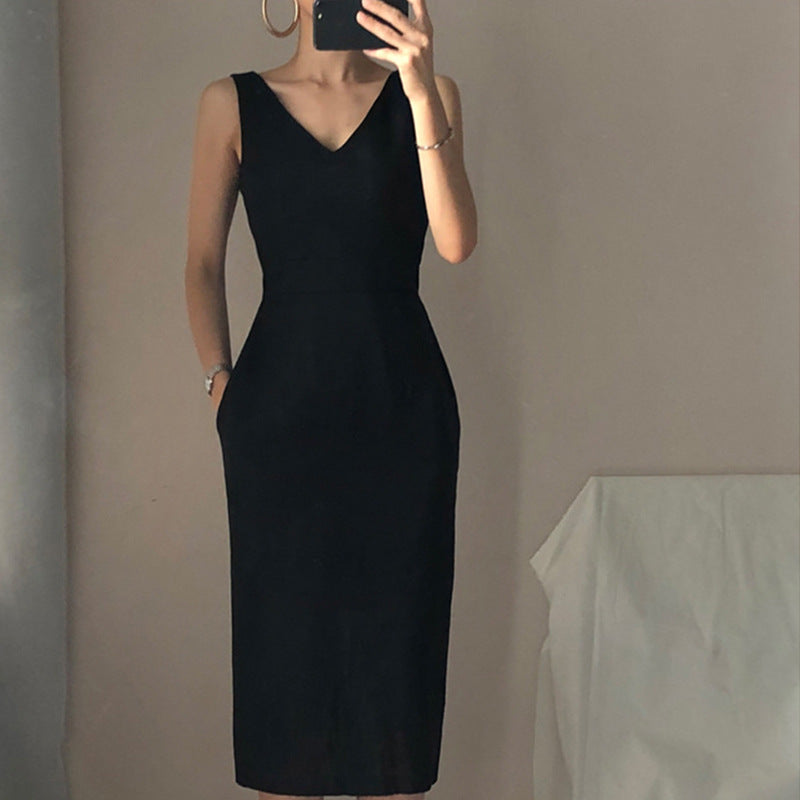 Robe midi élégante pour femme à décolleté en V avec poches Chic und Stil