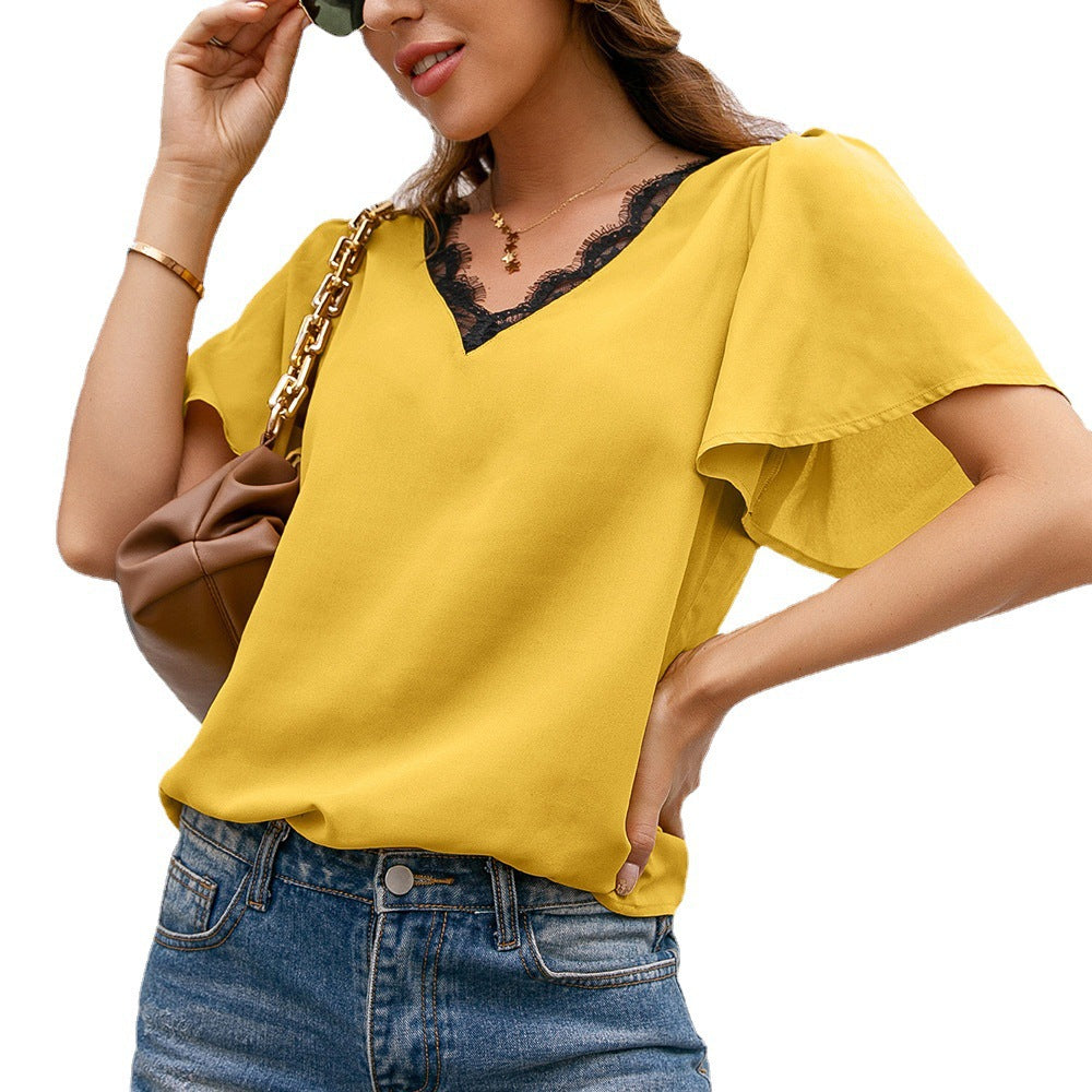Robe haut élégante avec dentelle et décolleté en V Chic und Stil