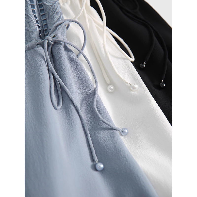 Robe midi fluide pour femmes avec manches ballon Chic und Stil