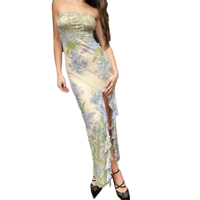 Robe maxi sans bretelles à motif floral Chic und Stil