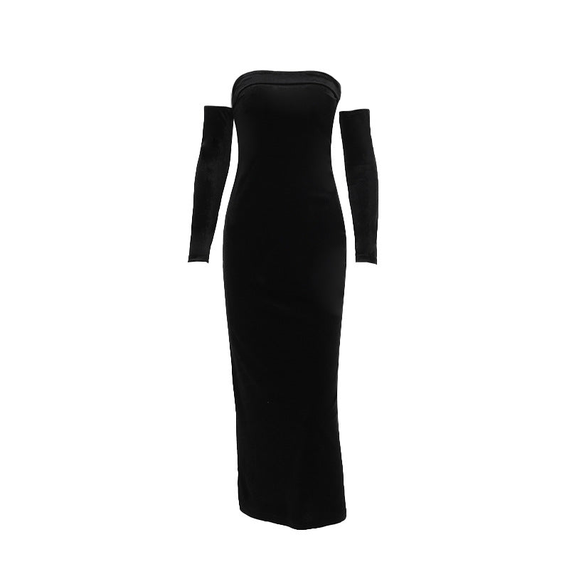 Robe de soirée off-shoulder en velours pour femmes Chic und Stil