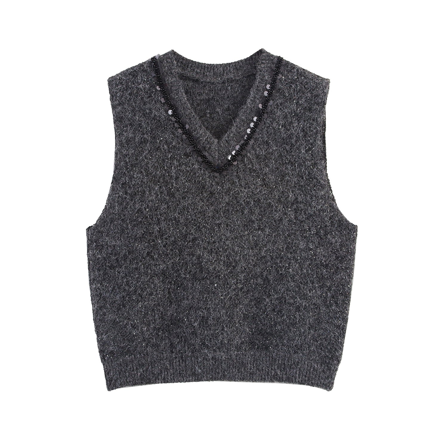 Dames élégant pull en tricot sans manches avec des appliqués scintillants Chic und Stil