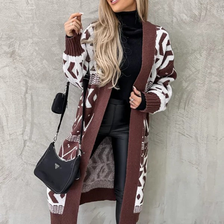 Cardigan femme en grosse maille avec motif graphique et coupe ouverte Chic und Stil