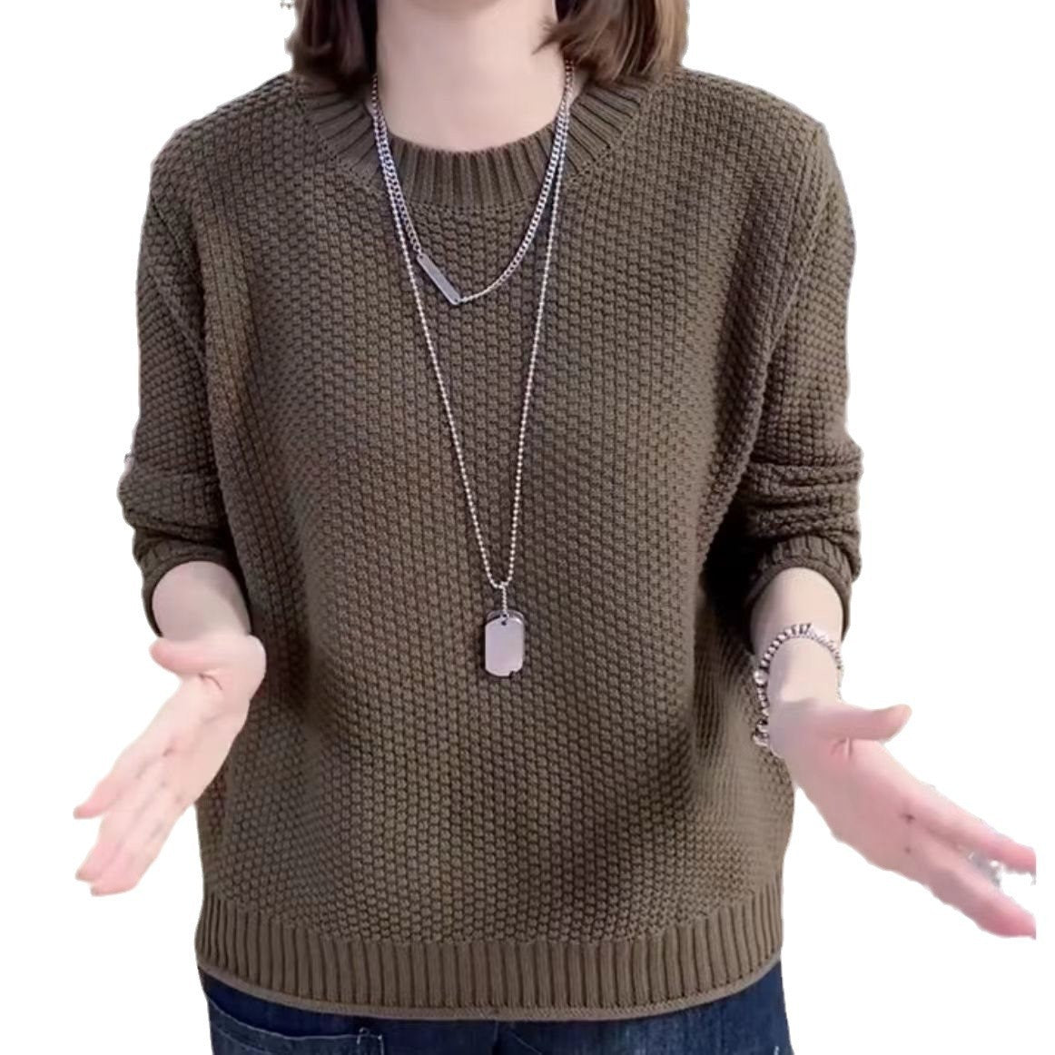 Pull-over en tricot décontracté pour femmes avec une surface texturée et une coupe ample Chic und Stil
