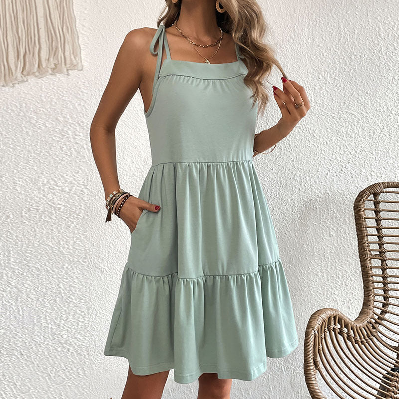 Robe soleil à volants en A pour femmes avec bretelles réglables Chic und Stil