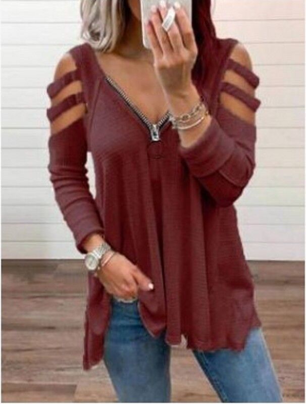Dames pull en tricot avec des manches à découpes tendance Chic und Stil