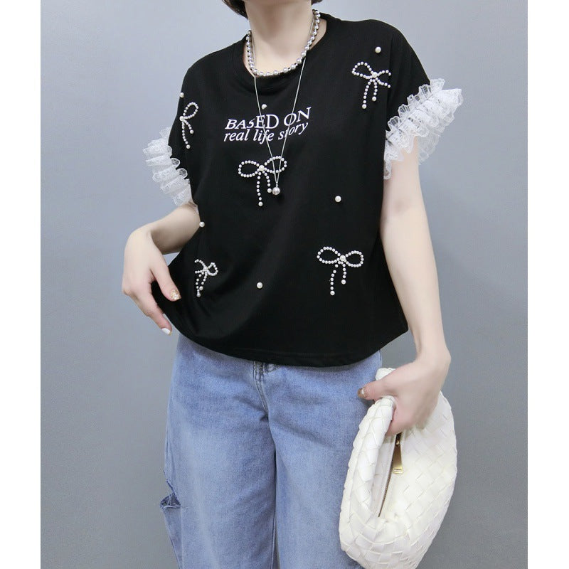 T-shirt graphique de loisirs à manches volantes pour femmes Chic und Stil