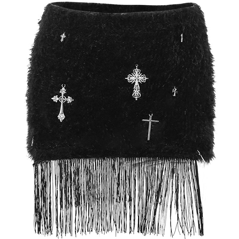 Jupe mini pour femme avec détail à franges Chic und Stil
